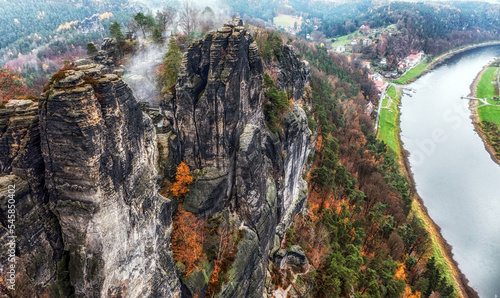 Bastei and Elbe river, Germany