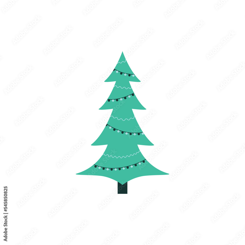 Obraz premium Сhristmas trees, vector, simple flat illustration, cute, minimalism, green