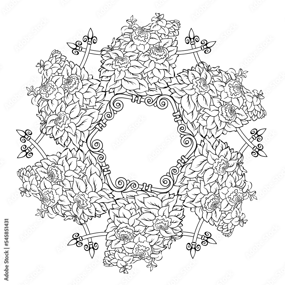 Floral mandala with abstract decorative plants. Hand drawn vector illustration. Floral mandala with abstract decorative plants. Hand drawn vector illustration.