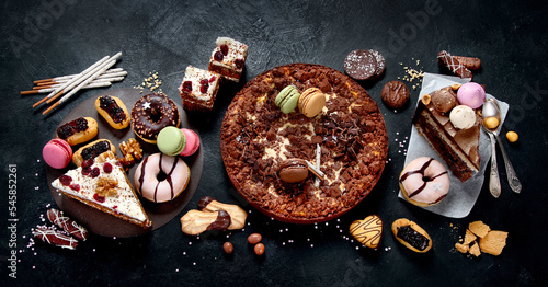 Tablou pe pânză Assortment of confectionery, different types desserts