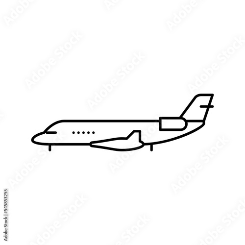private jet airplane aircraft line icon vector illustration