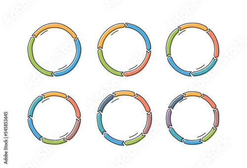 Handdrawn doodle circle arrows, doodle circle diagram