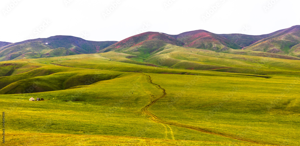 landscape with grass and mountains landscape with grass and mountains
