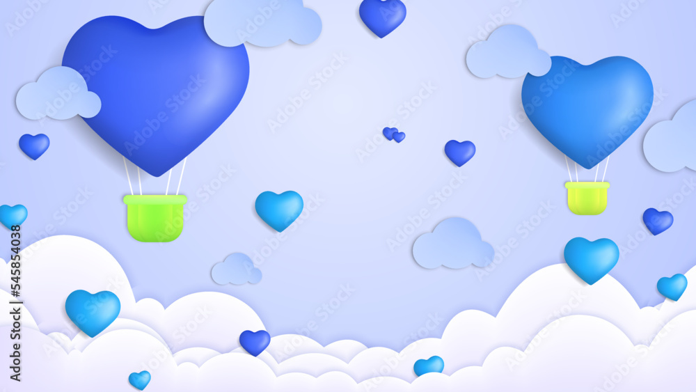 Blue purple Valentine christmas new year 3d design background with love heart shaped balloon. Vector illustration, greeting banner, card, wallpaper, flyer, poster, brochure, wedding invitation Blue purple Valentine christmas new year 3d design background with love heart shaped balloon. Vector illustration, greeting banner, card, wallpaper, flyer, poster, brochure, wedding invitation