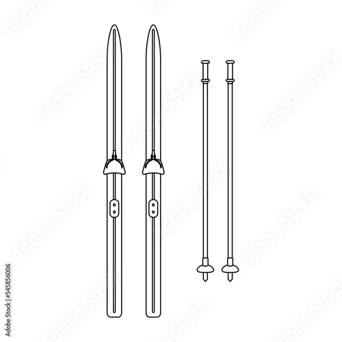 Cross-country skiing in the style of line art