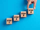 Step by step progress in business planning, career improvement or problem solving concept.