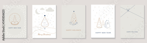 Print op canvas Merry Christmas and Happy New Year 2023 brochure covers set