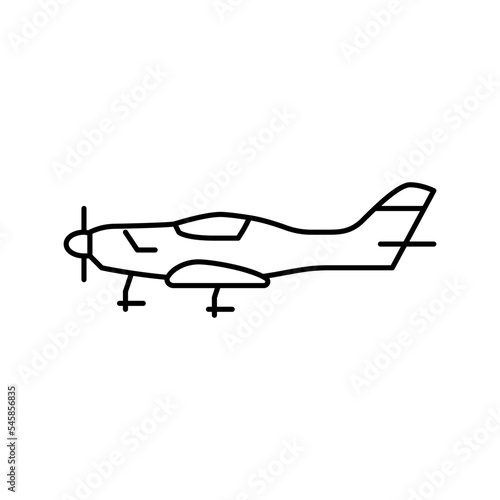 light sport airplane aircraft line icon vector illustration