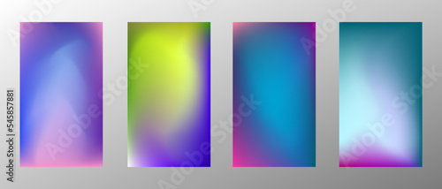 Abstract bright gradient background. Set of 4 backgrounds. Creative modern vector illustration. Holographic spectrum for coating.