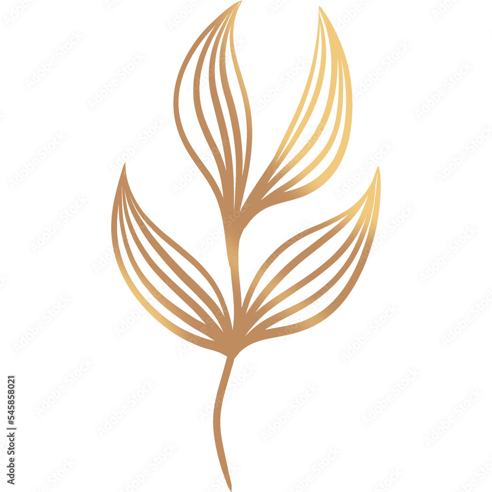 Gold Hand Drawn leaves (9)