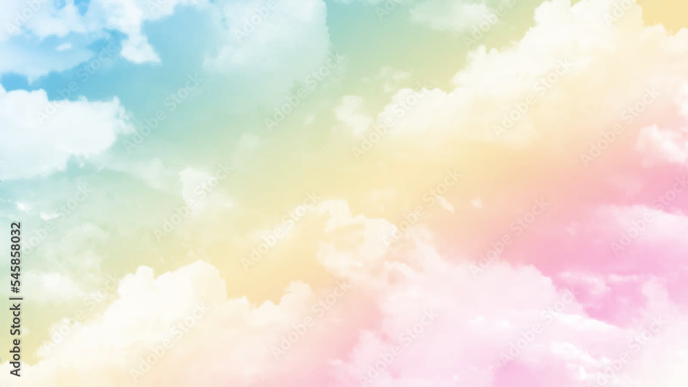 Pastel sky with white cloud closeup