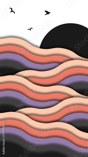Fototapeta Naklejka Na Ścianę i Meble -  Abstract waves background with papercut style