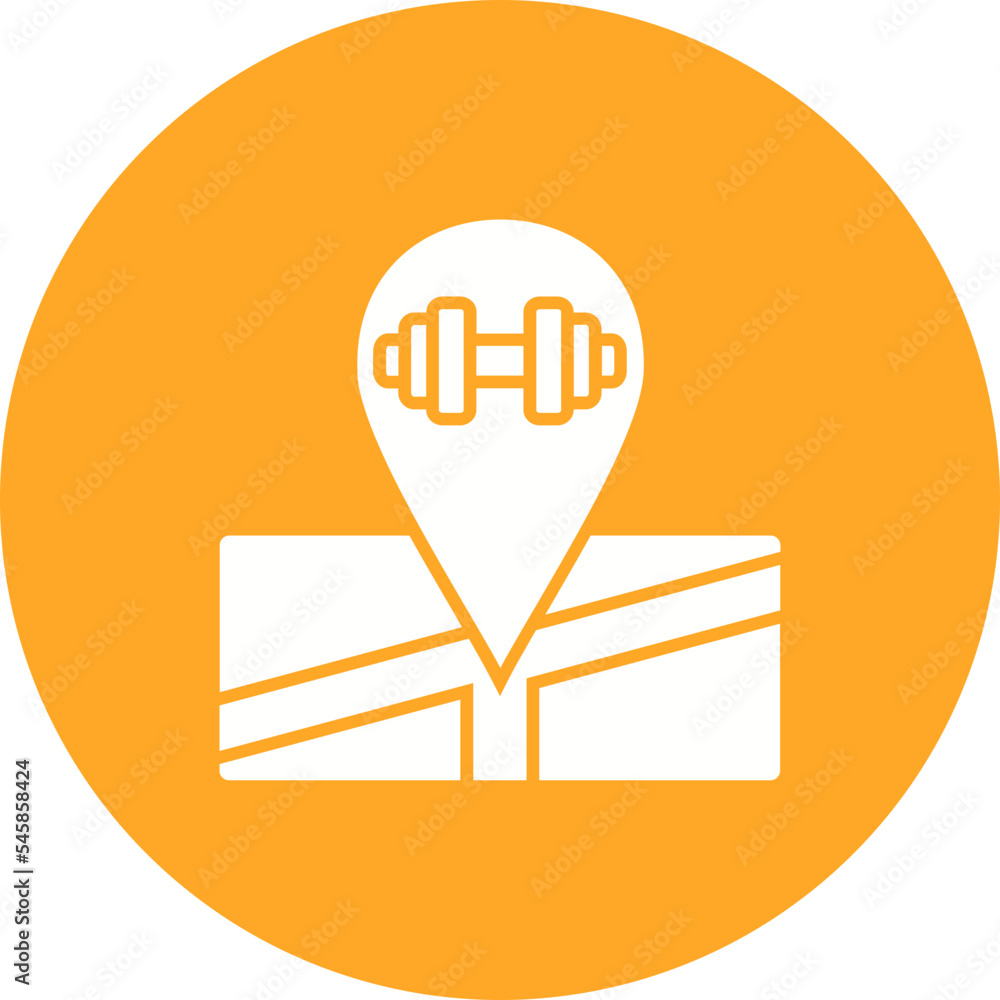Gym Location Multicolor Circle Glyph Inverted Icon Gym Location Multicolor Circle Glyph Inverted Icon
