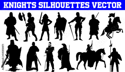 Knights Silhouettes Vector | Knights SVG | Clipart | Graphic | Cutting files for Cricut, Silhouette
