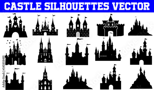 Castle Silhouettes Vector | Castle SVG | Clipart | Graphic | Cutting files for Cricut, Silhouette
