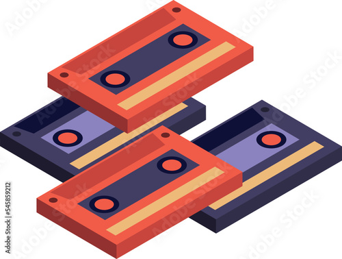 cassette tape illustration in 3D isometric style