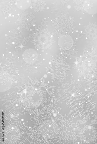雪の結晶とキラキラした銀色の背景素材