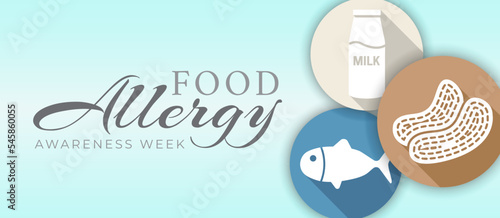 Food Allergy Awareness Week Illustration Background with Milk, Peanuts and Fish Icons