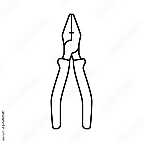 flat combination pliers line icon vector illustration
