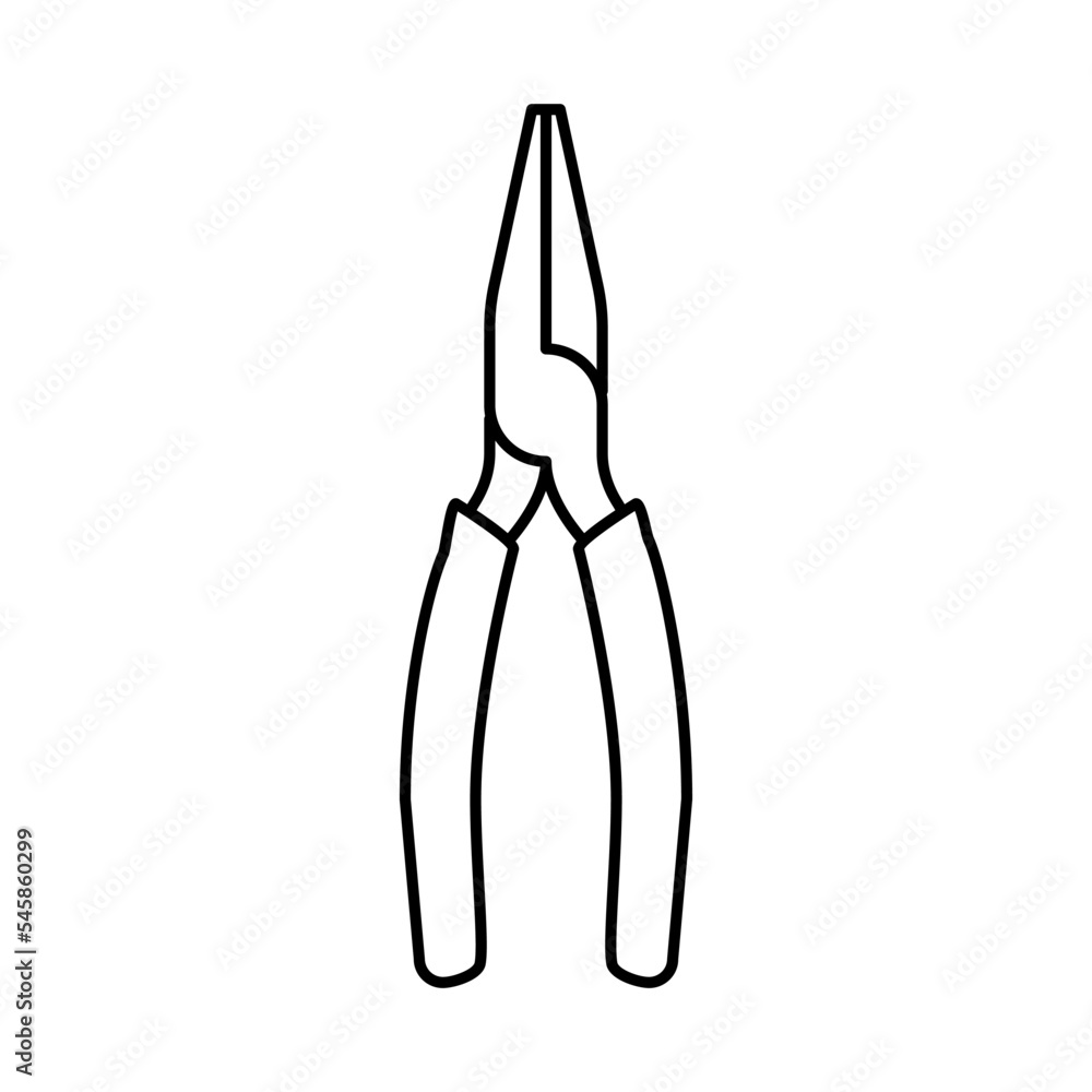 long nose pliers line icon vector illustration