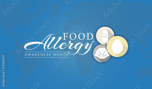 Food Allergy Awareness Month Illustration Background with Milk, Egg and Shellfish Icons