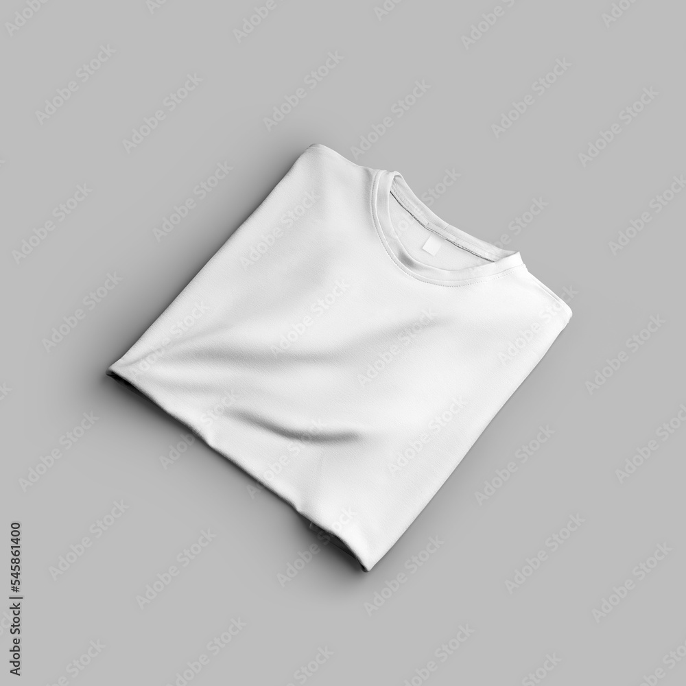 Naklejka premium White oversize t-shirt mockup, folded, with space for design, pattern, front view, isolated on background.