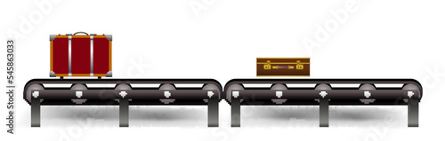 conveyor belt with carton isolated on 

white background
