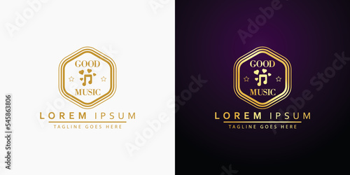 Canvas Print Coffee Music Cafe Bar Restaurant Logo Illustration Vector Icon, Coffee Cup With