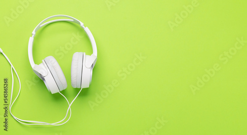 Headphones on green