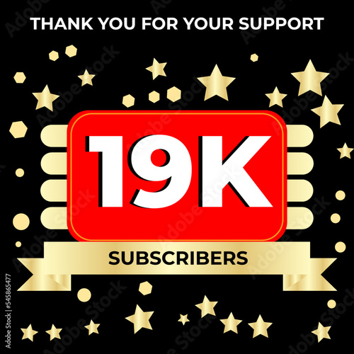Thank you 19k followers celebration template design perfect for social network and followers, Vector illustration.