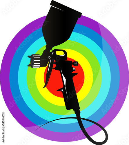 Spray gun for painting. Symbol for house painter and painting