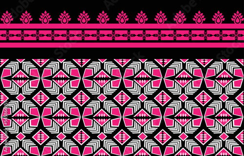 Geometric ethnic oriental pattern traditional Design for background,carpet,wallpaper,clothing,wrapping,Batik,fabric,Vector embroidery style. 