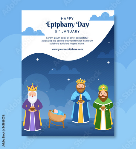 Happy Epiphany Day Poster Flat Cartoon Hand Drawn Templates Illustration