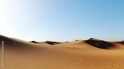 Desert landscape at daylight. 3D rendering.