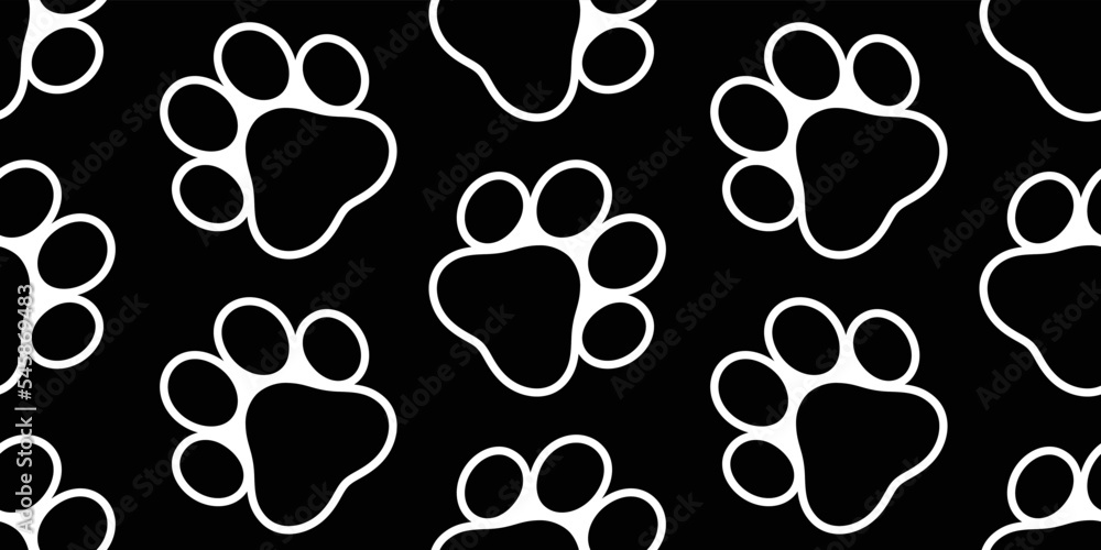 Fototapeta premium dog paw seamless pattern footprint vector cartoon cat gift wrapping paper tile background repeat wallpaper illustration scarf isolated design
