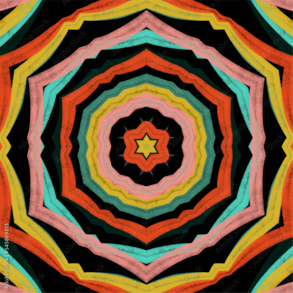 Fototapeta premium Abstract kaleidoscope background. Beautiful kaleidoscope seamless pattern. Multicolor mosaic texture. Seamless kaleidoscope texture. Unique kaleidoscope design