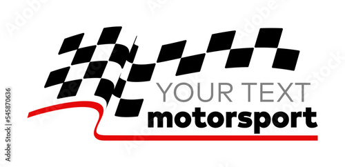 Race flag with motorsport text Logo Vector Car Decal Sticker, Symbol Sport Logo. Checkered flag.