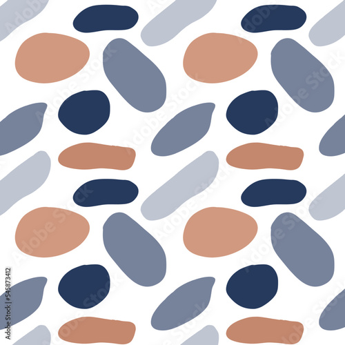 Seamless round stone pattern in gray and orange style