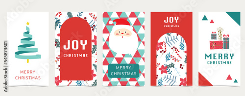 Cute christmas background for social media with tree,santa claus