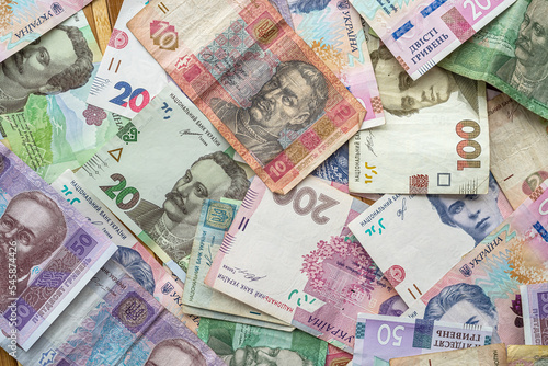 Ukrainian money, hryvnia as business background