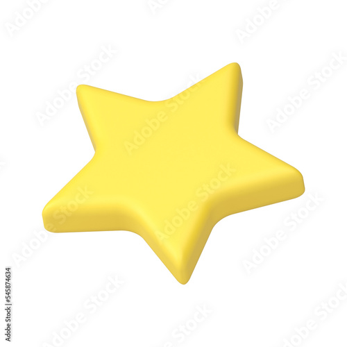 Yellow star flying five pointed glossy symbol best achievement element realistic 3d icon