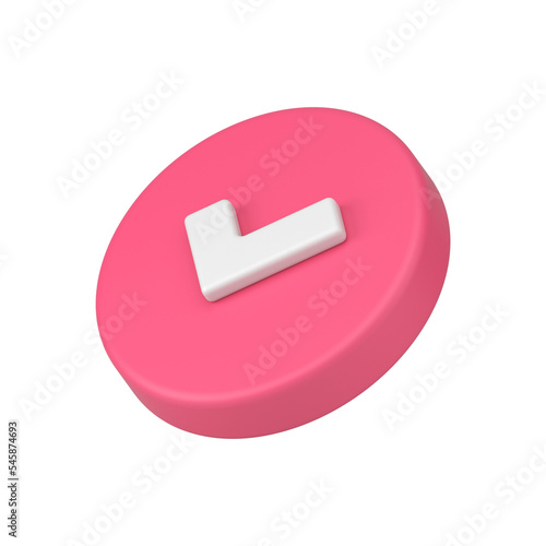 Isometric pink circle done checkmark 3d icon realistic template photo