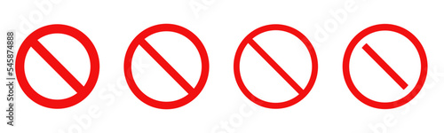 Prohibition sign set. Red Stop signs on transparent background. No sign collection. Vector illustration