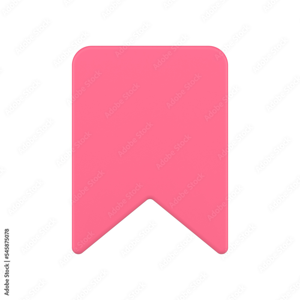Glossy pink paper bookmark save information cyberspace application realistic 3d icon Glossy pink paper bookmark save information cyberspace application realistic 3d icon