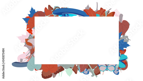 Blank paper, fill yourself invitation card, with border backdrop pattern. Abstract design texture. Theme is about graphic, birch, parks, clip, tropical, natural, various, comb, ornate