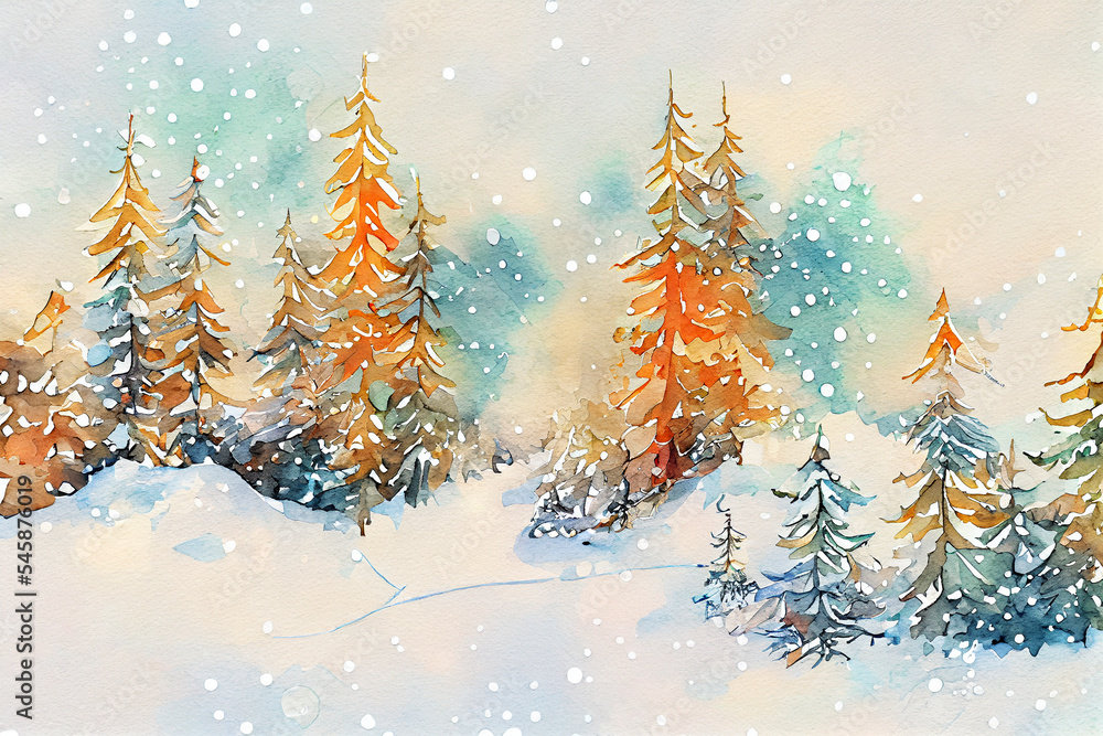 Cute winter landscape. Winter banner. Winter walk.