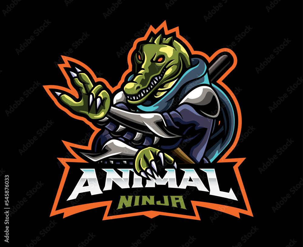 Crocodile ninja mascot logo design