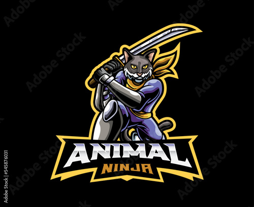 Cat ninja mascot logo design © Fand
