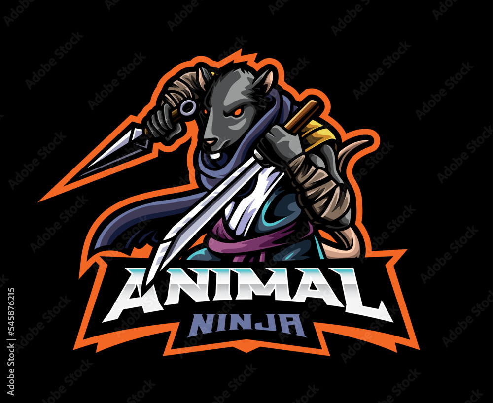 Fototapeta premium Rat ninja mascot logo design