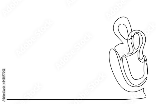 husband  wife couple in love hugging each other one line drawing art design